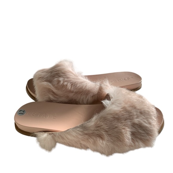 1.STATE Onora Blush PINK Rabbit Fur Slippers - Picture 4 of 5